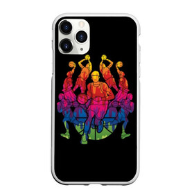 Чехол для iPhone 11 Pro матовый с принтом Баскетбол , Силикон |  | athlete | ball | basketball | black | blue | bright | colorful | game | green | guy | man | orange | pink | purple | red | sport | team | yellow | баскетбол | желтый | зеленый | игра | красный | красочный | мужчина | мяч | оранжевый | парень | р