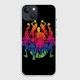 Чехол для iPhone 13 с принтом Баскетбол ,  |  | athlete | ball | basketball | black | blue | bright | colorful | game | green | guy | man | orange | pink | purple | red | sport | team | yellow | баскетбол | желтый | зеленый | игра | красный | красочный | мужчина | мяч | оранжевый | парень | р