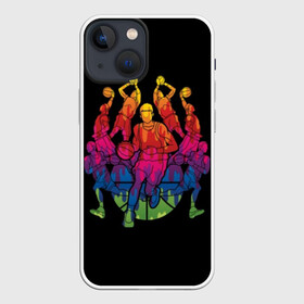 Чехол для iPhone 13 mini с принтом Баскетбол ,  |  | athlete | ball | basketball | black | blue | bright | colorful | game | green | guy | man | orange | pink | purple | red | sport | team | yellow | баскетбол | желтый | зеленый | игра | красный | красочный | мужчина | мяч | оранжевый | парень | р