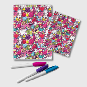 Блокнот с принтом Девчачьи радости , 100% бумага | 48 листов, плотность листов — 60 г/м2, плотность картонной обложки — 250 г/м2. Листы скреплены удобной пружинной спиралью. Цвет линий — светло-серый
 | Тематика изображения на принте: cat | clou | crown | flower | funny | graffiti | heart | kitten | lips | lollipop | shoes | sneakers | strawberry | unicorn | граффити | губы | единорог | звезда | кеды | клубника | корона | кот | котёнок | леденец | мороженое | облако | обувь | помада | 