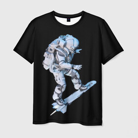 Мужская футболка 3D с принтом Космонавт , 100% полиэфир | прямой крой, круглый вырез горловины, длина до линии бедер | astronaut | black | cool | man | skateboard | space | space suit | suit | астронавт | космонавт | космос | костюм | прикольный | скафандр | скейтборд | человек | черный