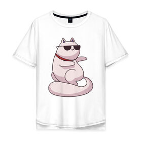 Мужская футболка хлопок Oversize с принтом Крутой кот , 100% хлопок | свободный крой, круглый ворот, “спинка” длиннее передней части | Тематика изображения на принте: кот | котики | котяра | кошка | милый | паттерн | прикольный | пушистик | рыжий | смешной