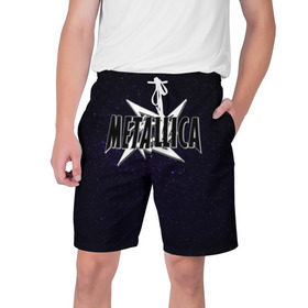Мужские шорты 3D с принтом Metallica ,  полиэстер 100% | прямой крой, два кармана без застежек по бокам. Мягкая трикотажная резинка на поясе, внутри которой широкие завязки. Длина чуть выше колен | metallica | группа | метал | металлика | музыка | песни | рок