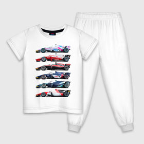 Детская пижама хлопок с принтом F1 Болиды , 100% хлопок |  брюки и футболка прямого кроя, без карманов, на брюках мягкая резинка на поясе и по низу штанин
 | f1 | f2 | авто | болид | болиды | гонки | формула 1