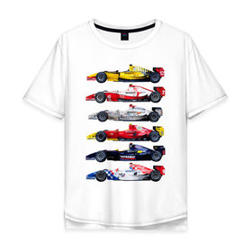 Мужская футболка хлопок Oversize с принтом F1 Болиды 3 , 100% хлопок | свободный крой, круглый ворот, “спинка” длиннее передней части | f1 | f2 | авто | болид | болиды | гонки | формула 1