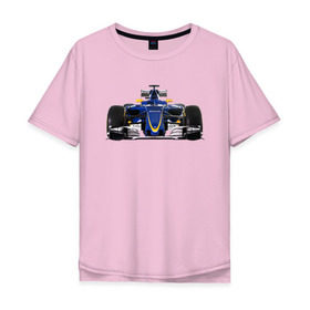Мужская футболка хлопок Oversize с принтом Sauber F1 Team , 100% хлопок | свободный крой, круглый ворот, “спинка” длиннее передней части | f1. болид | авто | гонки | формула 1