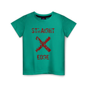 Детская футболка хлопок с принтом Straight edge , 100% хлопок | круглый вырез горловины, полуприлегающий силуэт, длина до линии бедер | straight edge | sxe | острая грань | схе