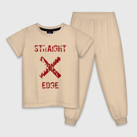 Детская пижама хлопок с принтом Straight edge , 100% хлопок |  брюки и футболка прямого кроя, без карманов, на брюках мягкая резинка на поясе и по низу штанин
 | straight edge | sxe | острая грань | схе