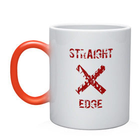 Кружка хамелеон с принтом Straight edge , керамика | меняет цвет при нагревании, емкость 330 мл | Тематика изображения на принте: straight edge | sxe | острая грань | схе