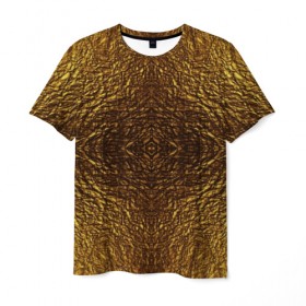 Мужская футболка 3D с принтом Gold metal texture , 100% полиэфир | прямой крой, круглый вырез горловины, длина до линии бедер | gold | metal | pattern. | precious | texture | драгоценный | золото | металл | текстура | узор