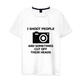 Мужская футболка хлопок с принтом Добрый фотограф , 100% хлопок | прямой крой, круглый вырез горловины, длина до линии бедер, слегка спущенное плечо. | i shoot people | photo | photographer | фото | фотоаппарат | фотограф | фотография