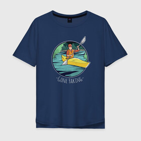 Мужская футболка хлопок Oversize с принтом Байдарка , 100% хлопок | свободный крой, круглый ворот, “спинка” длиннее передней части | байдарка | водный спорт | каякинг
