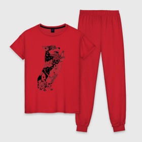Женская пижама хлопок с принтом Корги Зенарт , 100% хлопок | брюки и футболка прямого кроя, без карманов, на брюках мягкая резинка на поясе и по низу штанин | вельш корги | корги | пемброк | собака