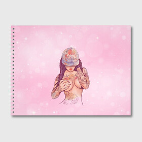 Альбом для рисования с принтом Sexy girl , 100% бумага
 | матовая бумага, плотность 200 мг. | девушка | летняя | тату | татуировки | тело | тянка