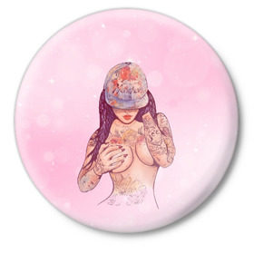 Значок с принтом Sexy girl ,  металл | круглая форма, металлическая застежка в виде булавки | Тематика изображения на принте: девушка | летняя | тату | татуировки | тело | тянка