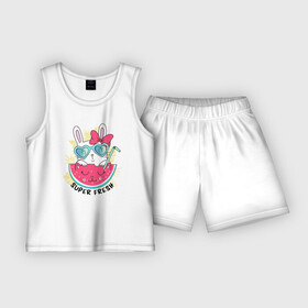 Детская пижама с шортами хлопок с принтом Лето ,  |  | Тематика изображения на принте: арбуз | женские | летние | лето