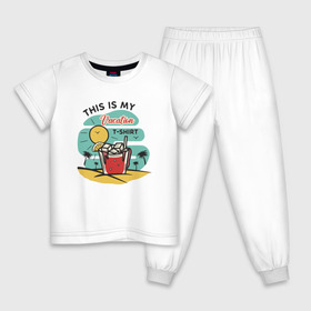 Детская пижама хлопок с принтом Футболка Для Отдыха , 100% хлопок |  брюки и футболка прямого кроя, без карманов, на брюках мягкая резинка на поясе и по низу штанин
 | каникулы | летние | лето | море | морские | отпуск