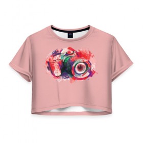 Женская футболка Cropp-top с принтом Я Фотограф , 100% полиэстер | круглая горловина, длина футболки до линии талии, рукава с отворотами | для | линза | объектив | съемка | тушка | фотик | фотоапарат | фотограф
