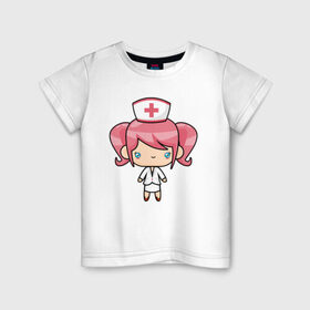 Детская футболка хлопок с принтом Маленькая медсестра , 100% хлопок | круглый вырез горловины, полуприлегающий силуэт, длина до линии бедер | anime | аниме | врач | девочка | девушка | медсестра | милая | мультик | няшка | няшная | платье | скорая | тян | тянка