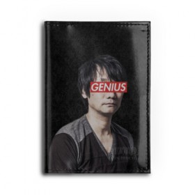 Обложка для автодокументов с принтом Kojima GENIUS , натуральная кожа |  размер 19,9*13 см; внутри 4 больших “конверта” для документов и один маленький отдел — туда идеально встанут права | death stranding | gamedev | genius | hideo | hideo kojima | hikka | kodjima | kojima | kojima productions | sempai | senpai | гений | кодзима | семпай | сенпай | хидео | хидео кодзима