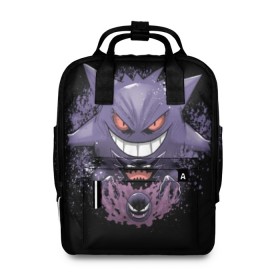 Женский рюкзак 3D с принтом Pokemon Gengar Rubber , 100% полиэстер | лямки с регулируемой длиной, сверху ручки, чтобы рюкзак нести как сумку. Основное отделение закрывается на молнию, как и внешний карман. Внутри два дополнительных кармана, один из которых закрывается на молнию. По бокам два дополнительных кармашка, куда поместится маленькая бутылочка
 | battle | drawing | entei | go | legendary | lugia | metagross | nintendo | pikachu | pokemon | raikou | squirtle | zapdos | брок | бульбазавр | мисти | монстр | пикачу | покемон | эш