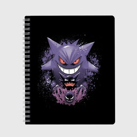 Тетрадь с принтом Pokemon Gengar Rubber , 100% бумага | 48 листов, плотность листов — 60 г/м2, плотность картонной обложки — 250 г/м2. Листы скреплены сбоку удобной пружинной спиралью. Уголки страниц и обложки скругленные. Цвет линий — светло-серый
 | battle | drawing | entei | go | legendary | lugia | metagross | nintendo | pikachu | pokemon | raikou | squirtle | zapdos | брок | бульбазавр | мисти | монстр | пикачу | покемон | эш