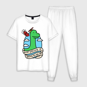 Мужская пижама хлопок с принтом Dinosaur , 100% хлопок | брюки и футболка прямого кроя, без карманов, на брюках мягкая резинка на поясе и по низу штанин
 | Тематика изображения на принте: дино | динозавр | метиорит