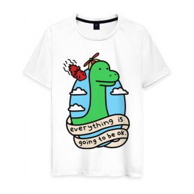 Мужская футболка хлопок с принтом Dinosaur , 100% хлопок | прямой крой, круглый вырез горловины, длина до линии бедер, слегка спущенное плечо. | дино | динозавр | метиорит