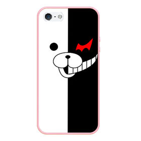 Чехол для iPhone 5/5S матовый с принтом MONOKUMA (КАПЮШОН) , Силикон | Область печати: задняя сторона чехла, без боковых панелей | anime | bear | black  white | danganronpa | kurokuma | monodam | monokuma | monomi | monotaro | pink | rabbit | school | shirokuma | аниме | главарь | мoноми | монокума | черно белый | школа