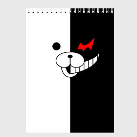 Скетчбук с принтом MONOKUMA (КАПЮШОН) | МОНОКУМА , 100% бумага
 | 48 листов, плотность листов — 100 г/м2, плотность картонной обложки — 250 г/м2. Листы скреплены сверху удобной пружинной спиралью | anime | bear | black  white | danganronpa | kurokuma | monodam | monokuma | monomi | monotaro | pink | rabbit | school | shirokuma | аниме | главарь | мoноми | монокума | черно белый | школа