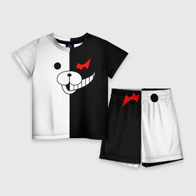 Детский костюм с шортами 3D с принтом MONOKUMA (КАПЮШОН)  МОНОКУМА ,  |  | anime | bear | black  white | danganronpa | kurokuma | monodam | monokuma | monomi | monotaro | pink | rabbit | school | shirokuma | аниме | главарь | мoноми | монокума | черно белый | школа