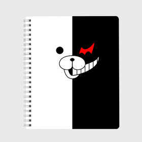 Тетрадь с принтом MONOKUMA (КАПЮШОН) | МОНОКУМА , 100% бумага | 48 листов, плотность листов — 60 г/м2, плотность картонной обложки — 250 г/м2. Листы скреплены сбоку удобной пружинной спиралью. Уголки страниц и обложки скругленные. Цвет линий — светло-серый
 | anime | bear | black  white | danganronpa | kurokuma | monodam | monokuma | monomi | monotaro | pink | rabbit | school | shirokuma | аниме | главарь | мoноми | монокума | черно белый | школа
