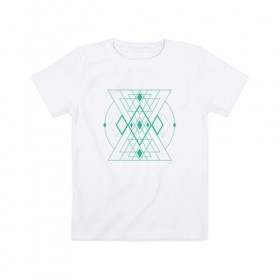 Детская футболка хлопок с принтом Мужество сакрала , 100% хлопок | круглый вырез горловины, полуприлегающий силуэт, длина до линии бедер | Тематика изображения на принте: fractal | sacral | сакрал | сакральная геометрия | тетрайдер | треугольник | узоры | фракталы