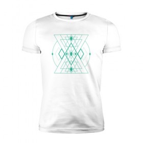 Мужская футболка премиум с принтом Мужество сакрала , 92% хлопок, 8% лайкра | приталенный силуэт, круглый вырез ворота, длина до линии бедра, короткий рукав | fractal | sacral | сакрал | сакральная геометрия | тетрайдер | треугольник | узоры | фракталы