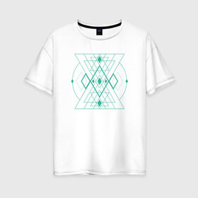 Женская футболка хлопок Oversize с принтом Мужество сакрала , 100% хлопок | свободный крой, круглый ворот, спущенный рукав, длина до линии бедер
 | fractal | sacral | сакрал | сакральная геометрия | тетрайдер | треугольник | узоры | фракталы