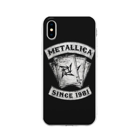 Чехол для iPhone X матовый с принтом Metallica , Силикон | Печать на задней стороне чехла, без боковой панели | album | black | concert | heavy | kirk | metal | metallica | music | rock | tolls | джеймс хэтфилд | кирк хэмметт | клифф бёртон | ларс ульрих | метал | металлика | трэш