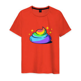 Мужская футболка хлопок с принтом Какашка , 100% хлопок | прямой крой, круглый вырез горловины, длина до линии бедер, слегка спущенное плечо. | арт | единорог | красиво | радуга | рисунок | смешно | цветная | юмор
