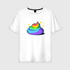 Женская футболка хлопок Oversize с принтом Какашка , 100% хлопок | свободный крой, круглый ворот, спущенный рукав, длина до линии бедер
 | арт | единорог | красиво | радуга | рисунок | смешно | цветная | юмор