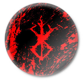 Значок с принтом BERSERK ,  металл | круглая форма, металлическая застежка в виде булавки | anime | berserk | heroes | knight | manga | аниме | берсерк | герои | манга | рыцарь