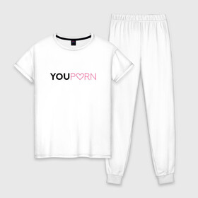 Женская пижама хлопок с принтом YouPorn , 100% хлопок | брюки и футболка прямого кроя, без карманов, на брюках мягкая резинка на поясе и по низу штанин | brazzers | you | браззерс | сайт