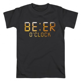 Мужская футболка хлопок с принтом Время пить пиво , 100% хлопок | прямой крой, круглый вырез горловины, длина до линии бедер, слегка спущенное плечо. | Тематика изображения на принте: beer