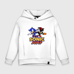 Детское худи Oversize хлопок с принтом SONIC JUMP , френч-терри — 70% хлопок, 30% полиэстер. Мягкий теплый начес внутри —100% хлопок | боковые карманы, эластичные манжеты и нижняя кромка, капюшон на магнитной кнопке | Тематика изображения на принте: hedgehog | metal sonic | silver | silver the hedgehog | sonic | sonic boom | sonic the hedgehog | ёж сонник | игры | соник | фильмы