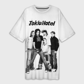 Платье-футболка 3D с принтом Tokio Hotel ,  |  | alternative rock | band | bill kaulitz | boys | german | hotel | music | pop rock | powerpop | synthpop | tokyo | tom ka | альтернативный рок | билл каулитц | георг листинг | группа | густав шефер | мальчики | музыка | немецкая | отель | пауэр поп