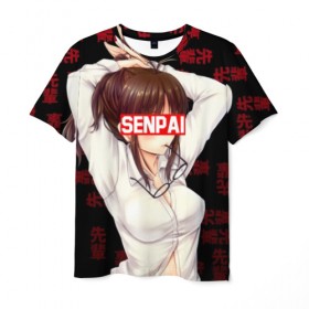 Мужская футболка 3D с принтом Anime (Senpai) 7 , 100% полиэфир | прямой крой, круглый вырез горловины, длина до линии бедер | ahegao | anime | japan | manga | senpai | аниме | ахегао | китай | манга | сенпай | япония