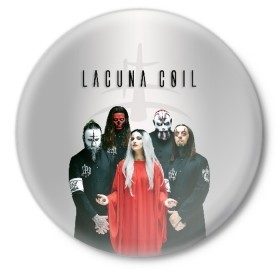 Значок с принтом Lacuna Coil ,  металл | круглая форма, металлическая застежка в виде булавки | alternative | cristina scabbia | epic metal | goth | gothic | lacuna | lacuna coil | melodic metal | metal | nu metal | rock | готик рок | готика | готический рок | метал