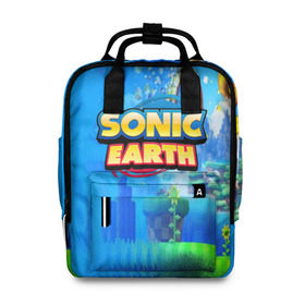 Женский рюкзак 3D с принтом SONIC EARTH , 100% полиэстер | лямки с регулируемой длиной, сверху ручки, чтобы рюкзак нести как сумку. Основное отделение закрывается на молнию, как и внешний карман. Внутри два дополнительных кармана, один из которых закрывается на молнию. По бокам два дополнительных кармашка, куда поместится маленькая бутылочка
 | Тематика изображения на принте: hedgehog | metal sonic | silver | silver the hedgehog | sonic | sonic boom | sonic the hedgehog | ёж сонник | игры | соник | фильмы