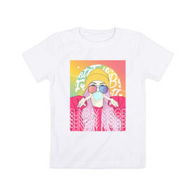 Детская футболка хлопок с принтом Билли Айлиш , 100% хлопок | круглый вырез горловины, полуприлегающий силуэт, длина до линии бедер | billie eilish | билли айлиш | музыка