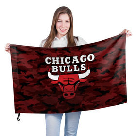 Флаг 3D с принтом Chicago Bulls , 100% полиэстер | плотность ткани — 95 г/м2, размер — 67 х 109 см. Принт наносится с одной стороны | 