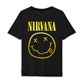 Мужская футболка хлопок Oversize с принтом NIRVANA (НА СПИНЕ) , 100% хлопок | свободный крой, круглый ворот, “спинка” длиннее передней части | Тематика изображения на принте: nirvana | альтернативный рок | гранж | группа | курт кобейн | логотип нирвана | музыка | нирвана | песни | рок