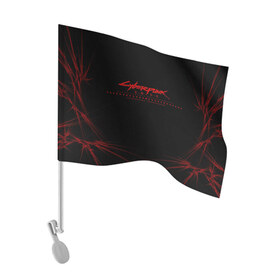 Флаг для автомобиля с принтом Cyberpunk 2077 (Samurai). , 100% полиэстер | Размер: 30*21 см | 3d | cyberpunk 2077 | samurai | геометрия | игра | киберпанк 2077 | лого | логотип | надпись | полосы | самурай | стиль | текстура